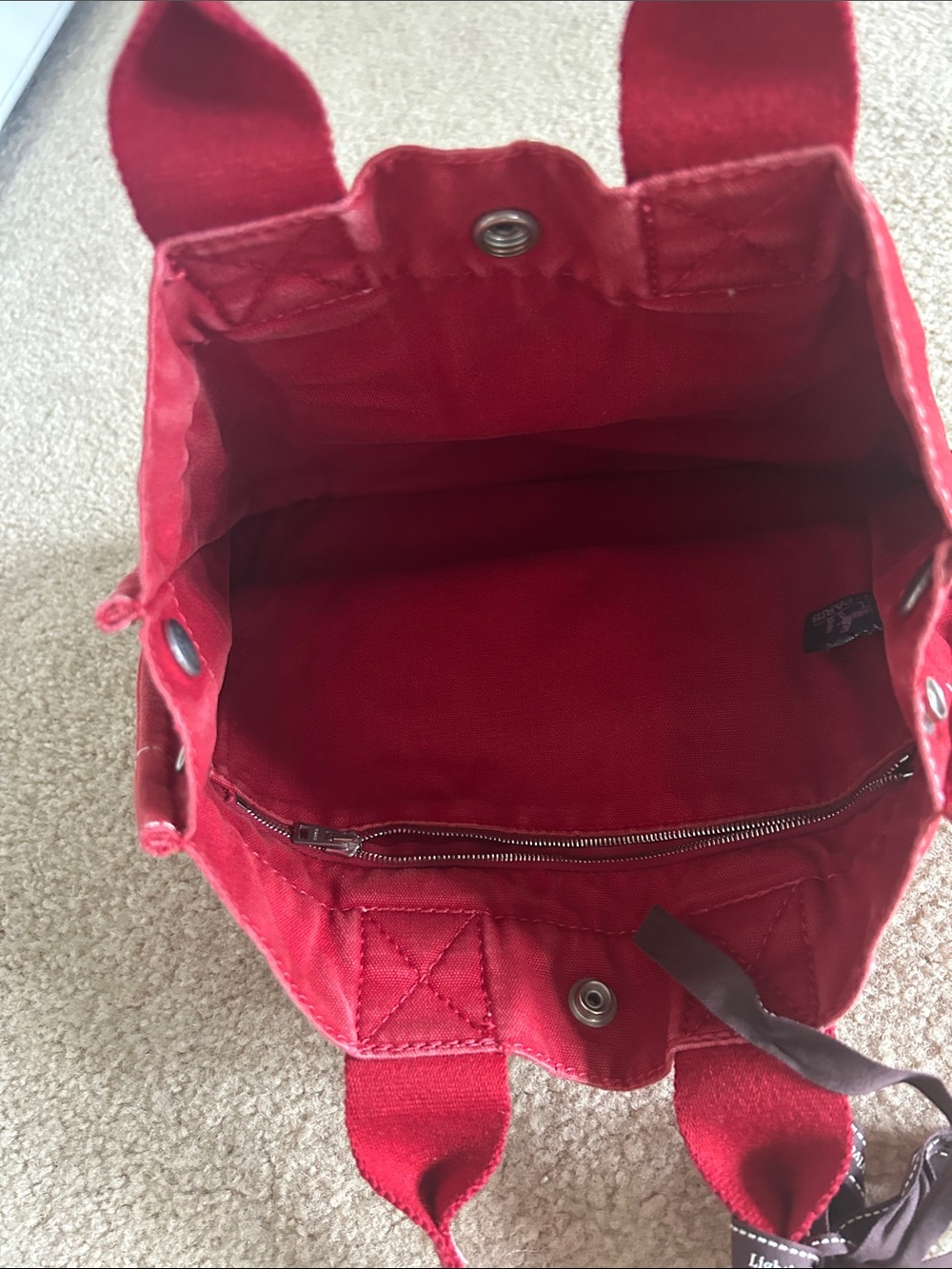 Hermes Fourre Tout PM Red Canvas Tote Bag - Picture 7 of 11